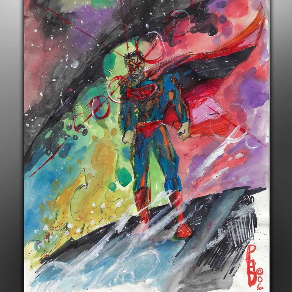 Superman Gouache, Acrylic paint study