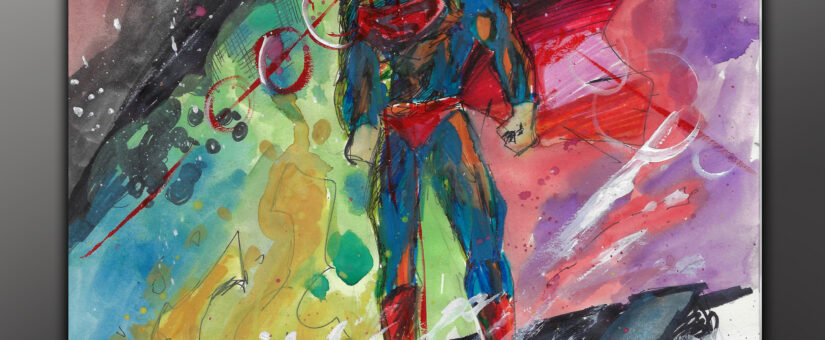 Superman Gouache, Acrylic paint study
