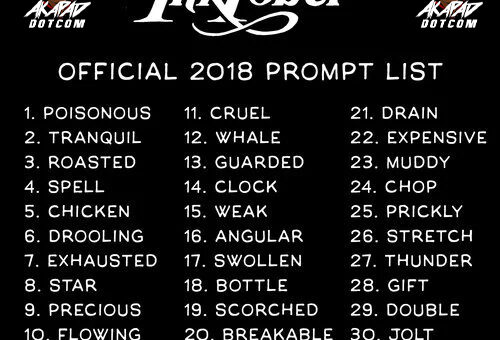 Inktober 2018 Prompt List