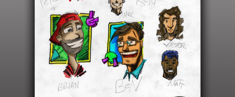 Caricature : NouVeau Studios Members – Original Art Sheet