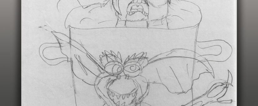 Gizmo and Gremlin Daffy pencil drawing – Gremlins 2 The New Batch