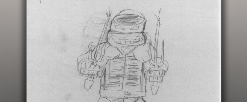 Raphael of the Teenage Mutant Ninja Turtles in pencil