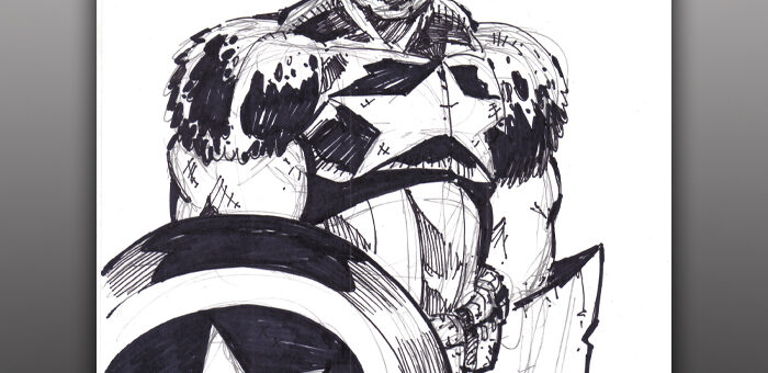 Captain America Black and White Sharpie Sketch