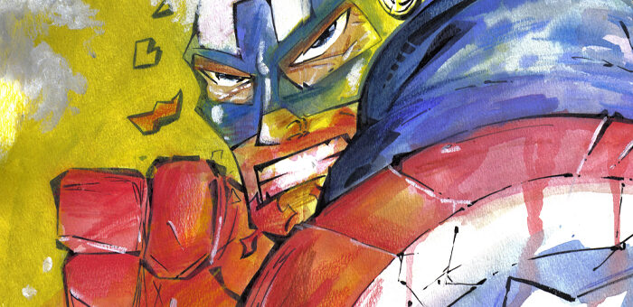 Captain America Gouache Sketch Painting