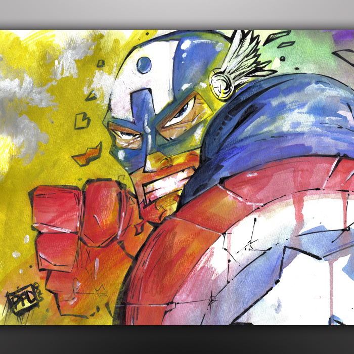 Captain America Gouache Sketch Painting