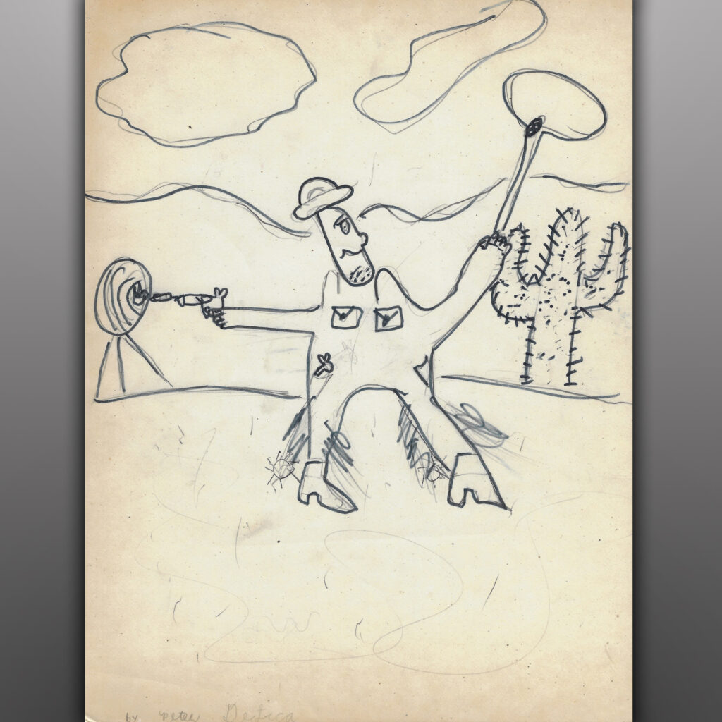 Cowboy doing tricks with Felt Tip Marker