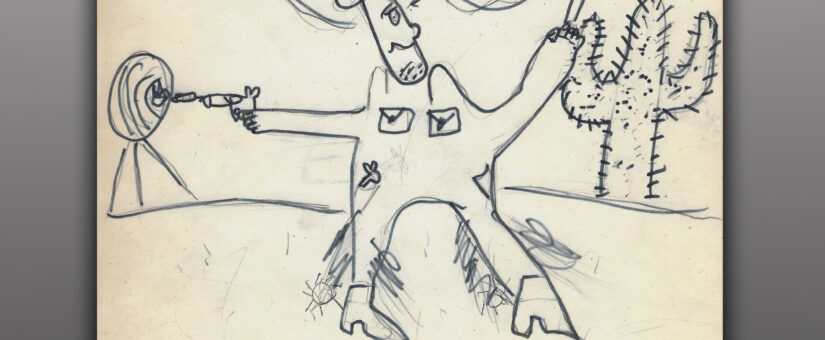 Cowboy doing tricks with Felt Tip Marker