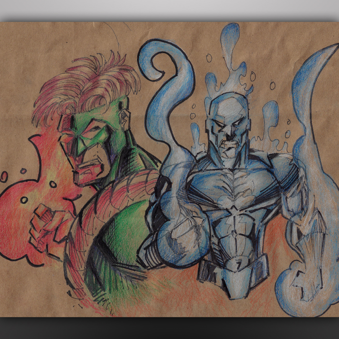 Paperbag colored pencils inspidered by the highschool art of John Moriarty