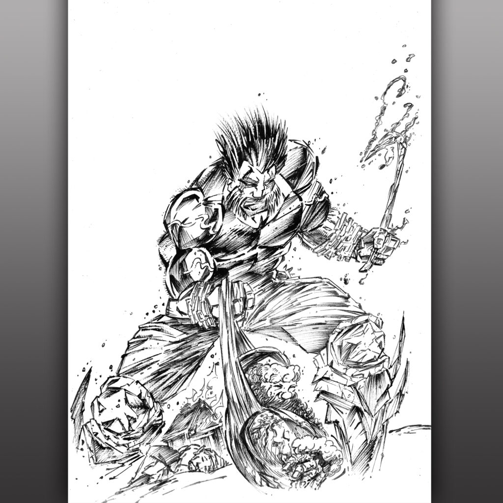 Lobo V Santa from DC Comics on the back of a Strathmore Bristol Board Pad Cover