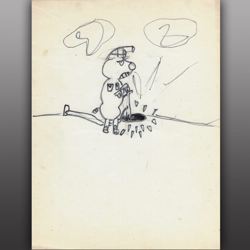 Road Work Pig - Black and White Drawing