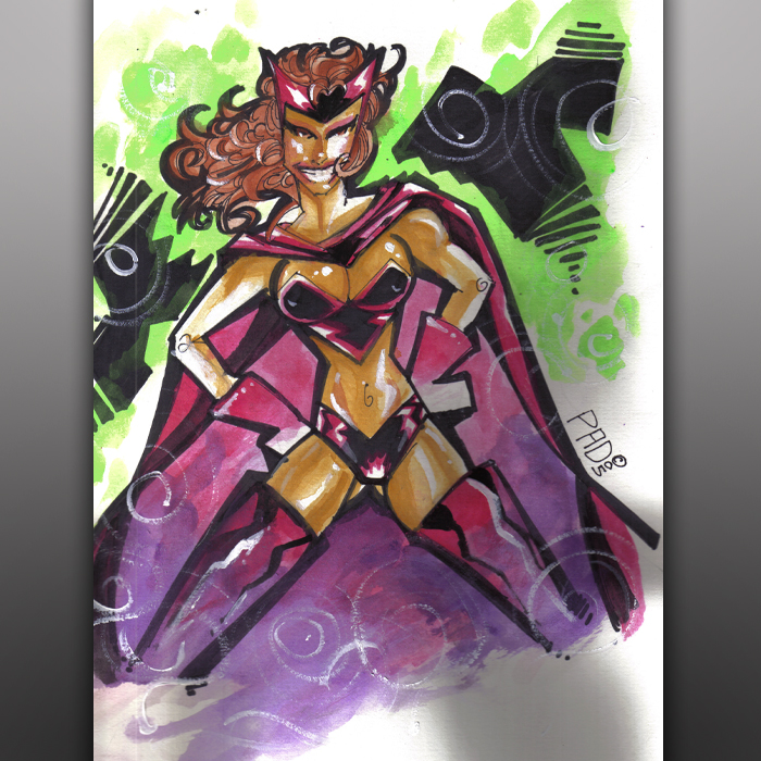 Scarlet Witch Gouache Sketch