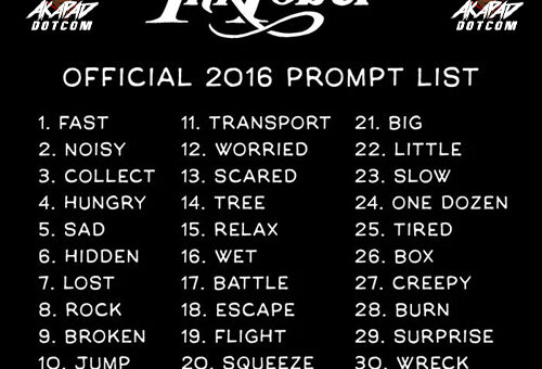 Inktober 2016 Prompt List