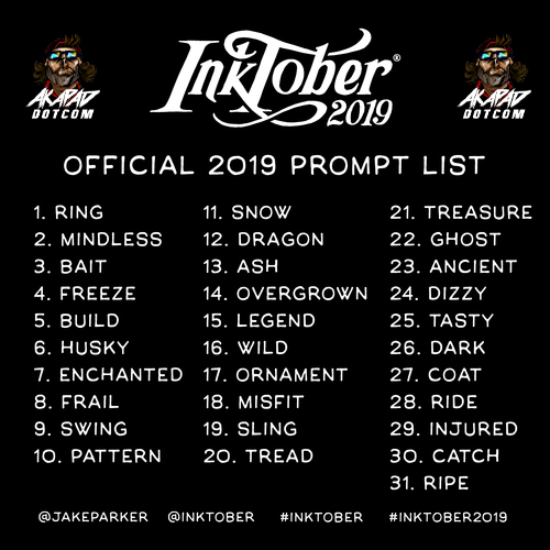 Inktober 2019 Prompt List
