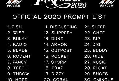 Inktober 2020 Prompt List