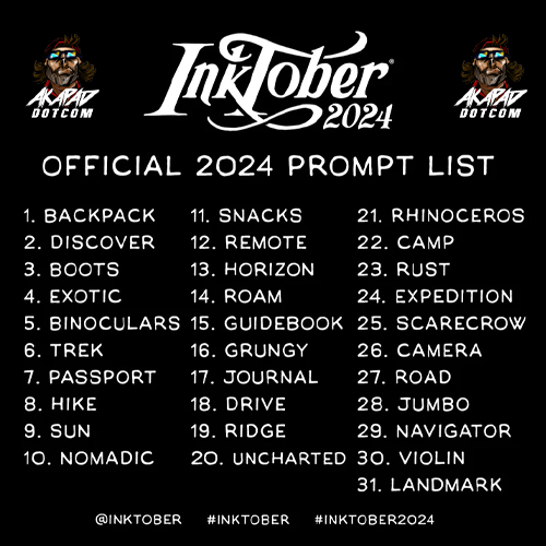 Inktober 2024 Prompt List