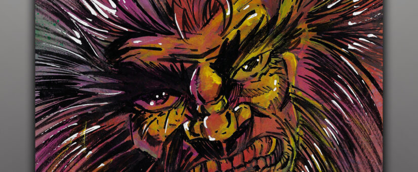 Wolverine – Logan –  on white cardboard backing square