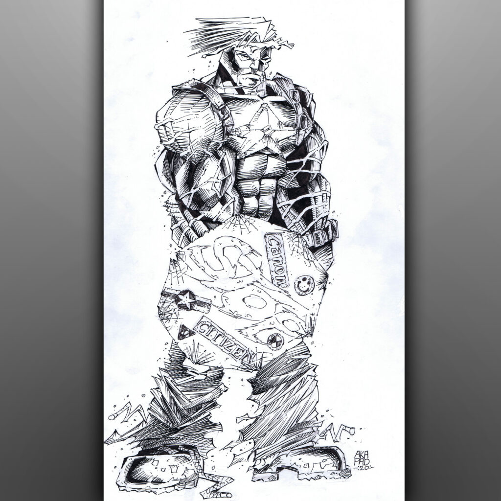 Captain Apocalypse Character Art - Black and White