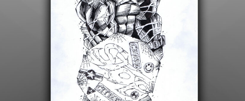 Captain Apocalypse Character Art – Black and White