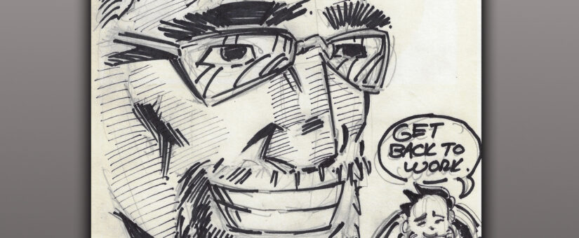 Dave Wilson of Anartic Press and Tem Dee, Nj – Caricature on Comic Book Backing Board