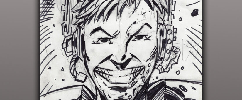 Rob Liefeld on a comic book backing board as it always should be